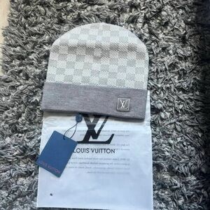 Louis Vuitton Light Gray Checkered Hat